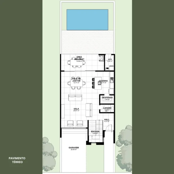 Planta Pronta | Sobrado 3 Quartos  | GM-006 - Imagem 2