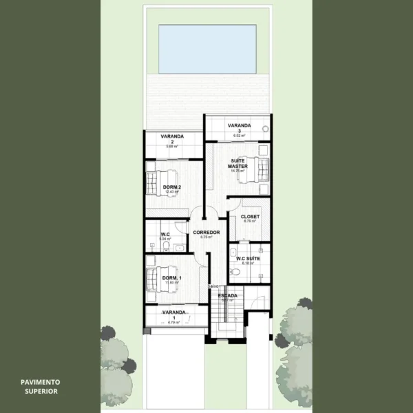 Planta Pronta | Sobrado 3 Quartos  | GM-006 - Imagem 3