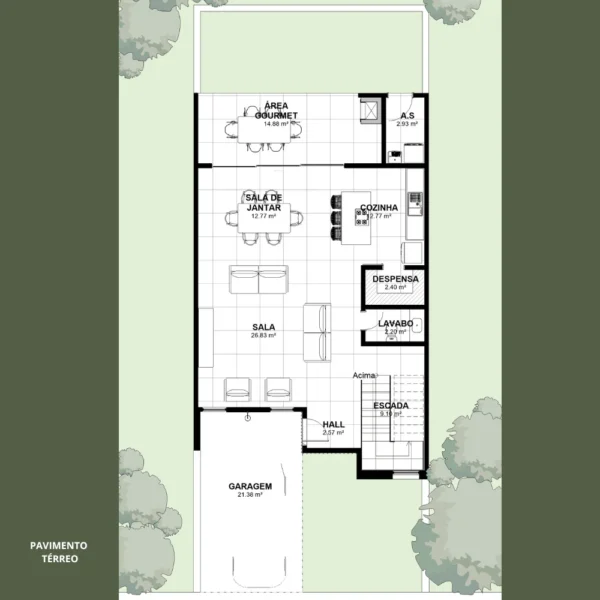 Planta Pronta de sobrado 3 quartos