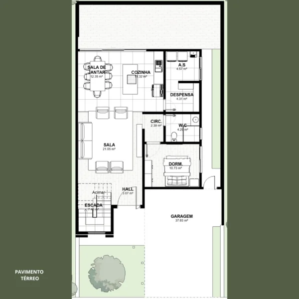 Planta de Sobrado 4 quartos