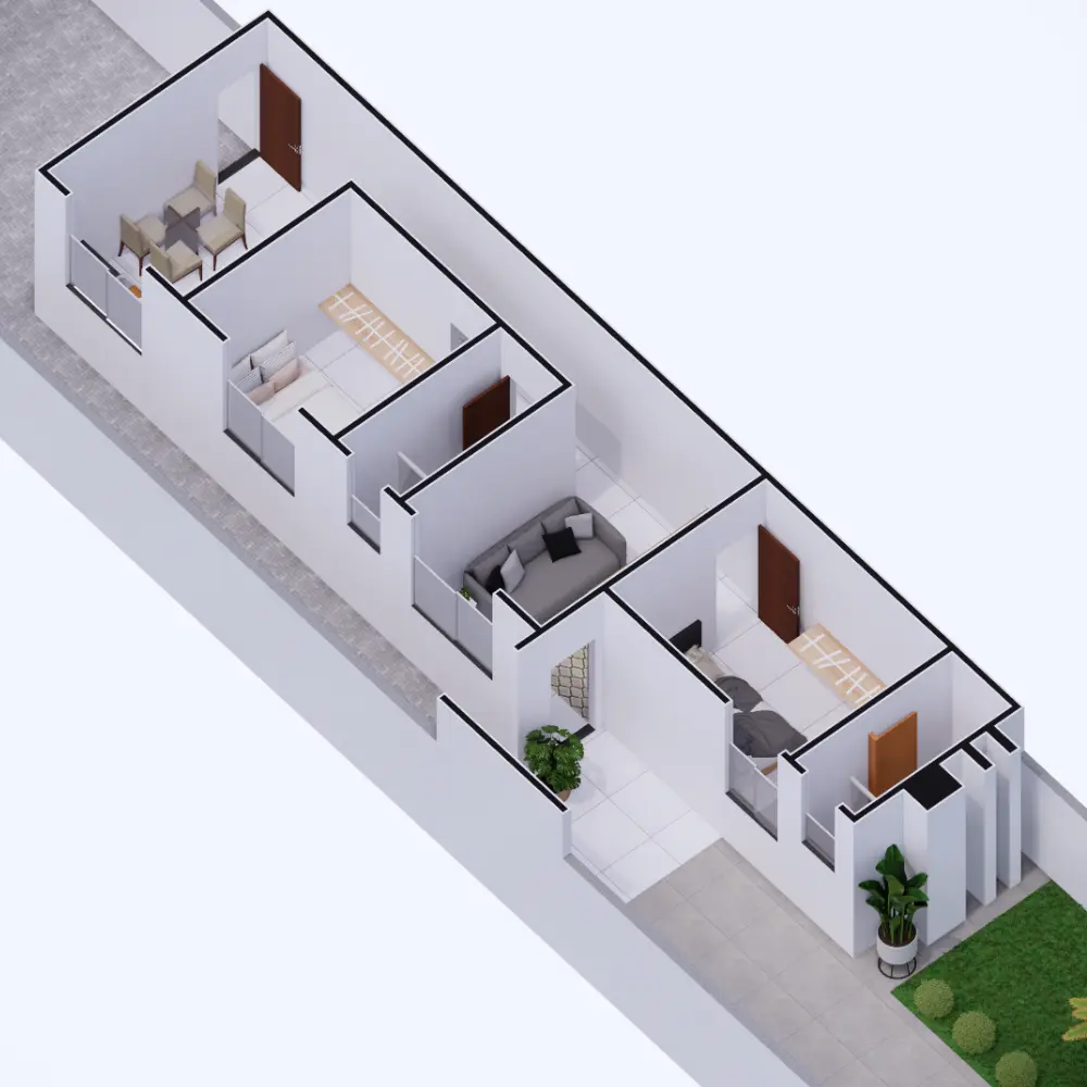 Planta de Casa 2 Quartos 1 Suíte