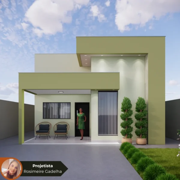 Planta de Casa com 2 Quartos Sendo 1 Suite _ RG-004
