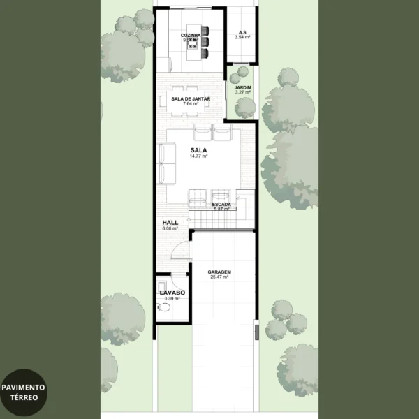 Planta de Sobrado 3 Quartos com Garagem | GM-016 - Imagem 6