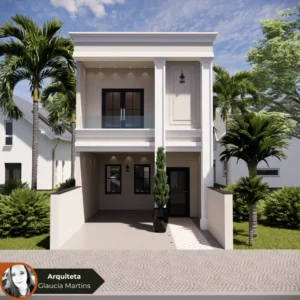 Planta de Sobrado Moderno com Quintal _ GM-021