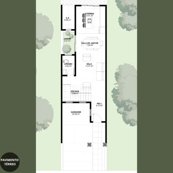 Planta de Sobrado Moderno com Quintal | GM-021 - Imagem 7