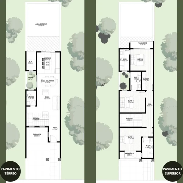 Planta de Sobrado Moderno com Quintal | GM-021 - Imagem 5