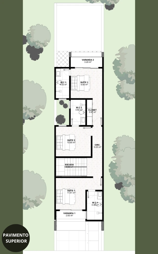 Planta de Sobrado com Varanda