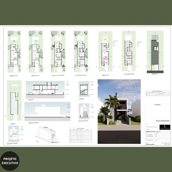 Planta de Sobrado para Terreno 5m de Frente | GM-015 - Imagem 4
