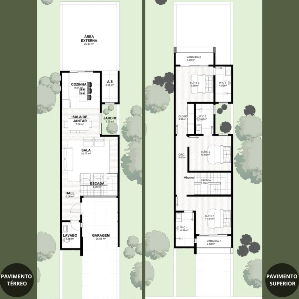 Planta de Sobrado para Terreno Estreito | GM-014 - Imagem 6