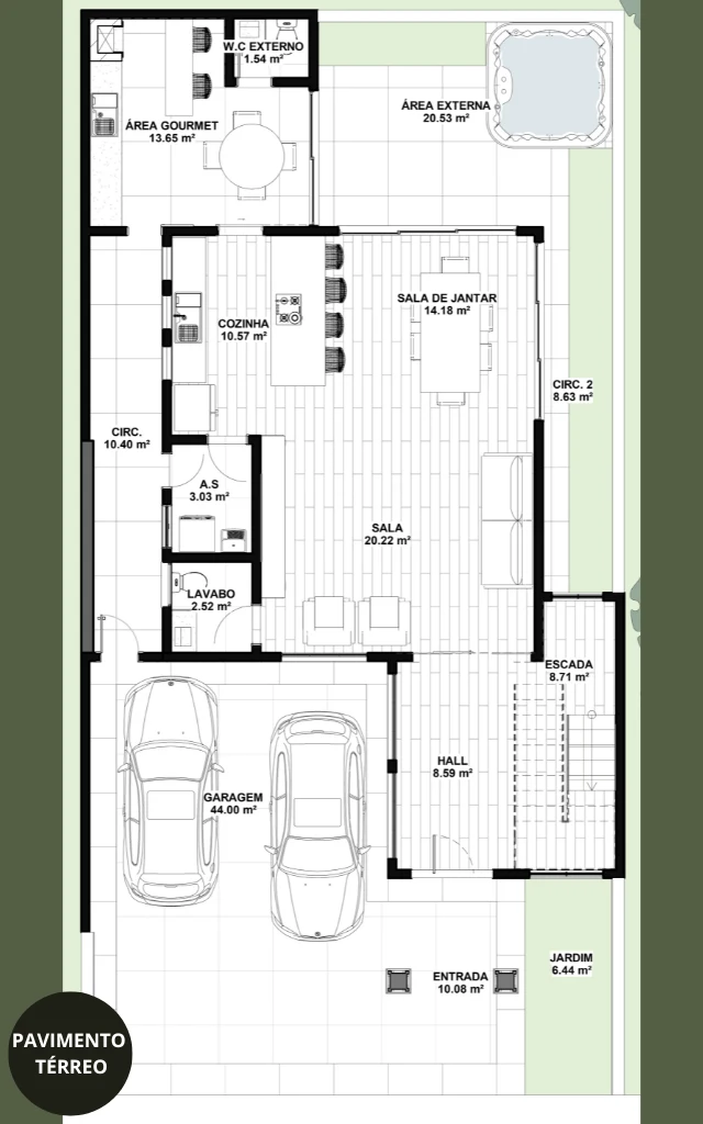 planta de sobrado moderno com 4 quartos