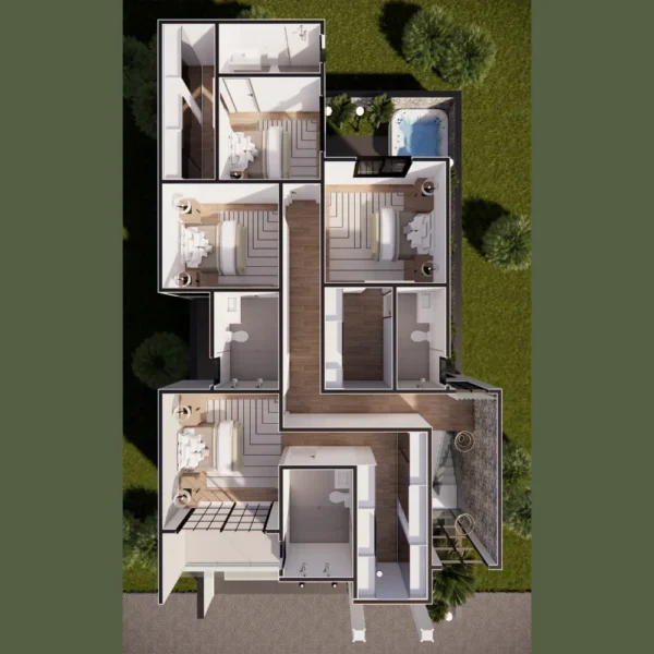 Planta de Sobrado Moderno com 4 Quartos | GM-024 - Imagem 3