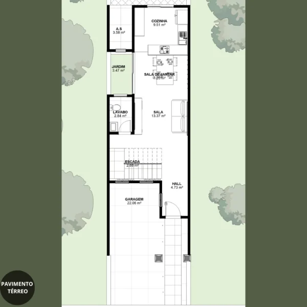 Projeto de Sobrado Otimizado com 3 Suítes | GM-022 - Imagem 2