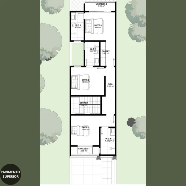 Projeto de Sobrado Otimizado com 3 Suítes | GM-022 - Imagem 3