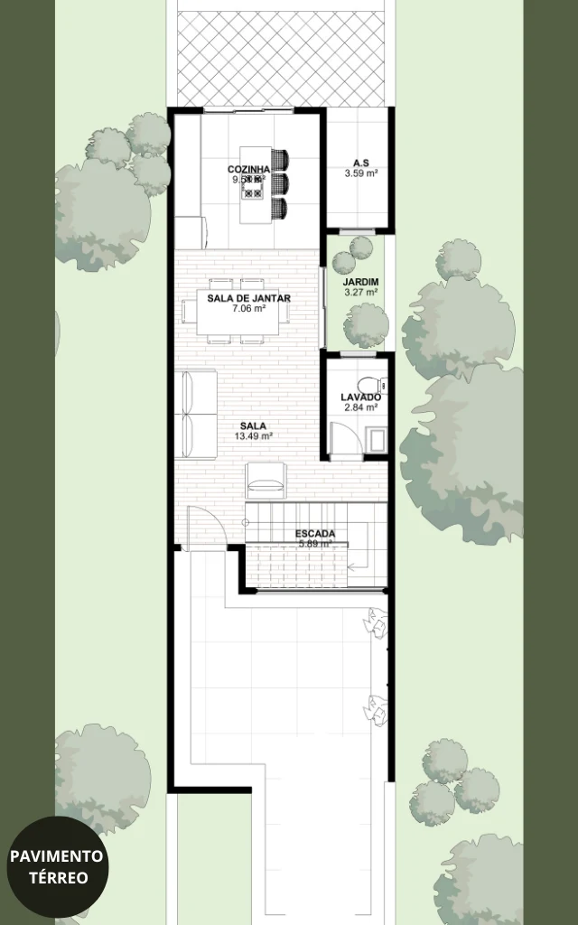 Projeto de Sobrado com 3 Suites