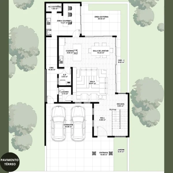 Planta de Sobrado com 4 Quartos | GM-023 - Imagem 3