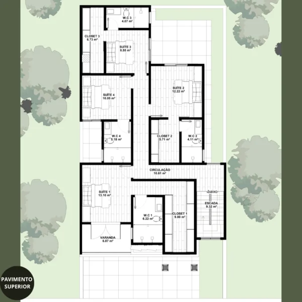 Planta de Sobrado com 4 Quartos | GM-023 - Imagem 2