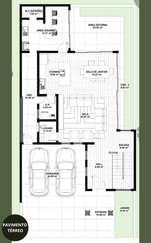 Planta de Sobrado com 4 Quartos _ GM-023