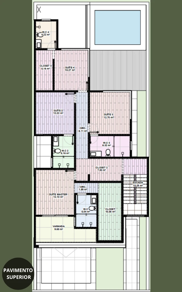 Planta Pronta de Sobrado 4 Quartos