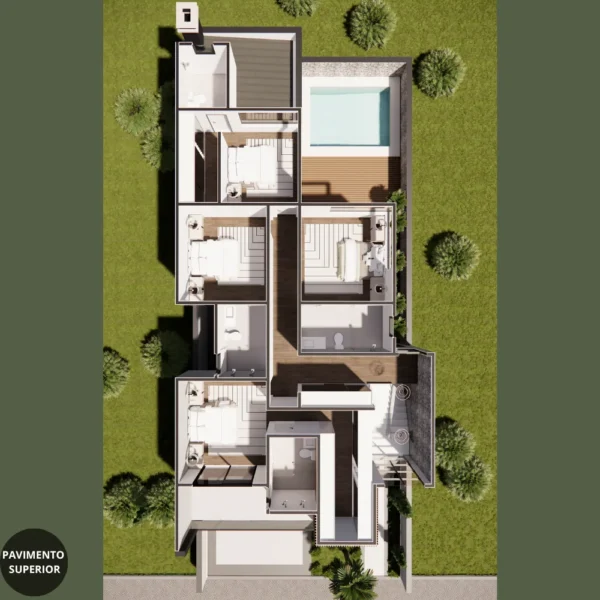 Planta Pronta de Sobrado 4 Quartos