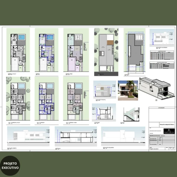 Planta Pronta de Sobrado 4 Quartos