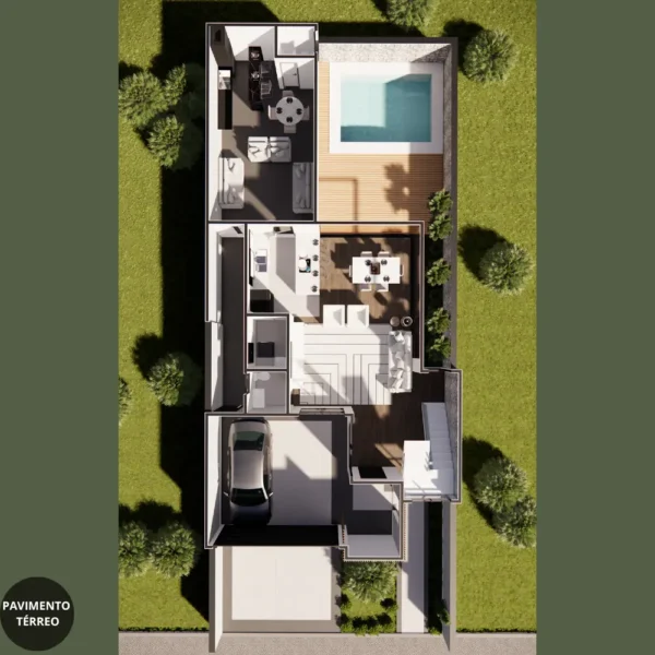 Planta Pronta de Sobrado com 4 Suítes