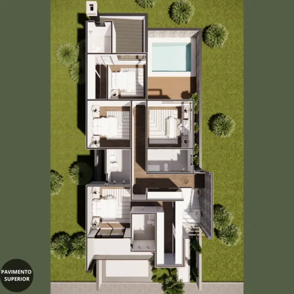 Planta Pronta de Sobrado com 4 Suítes