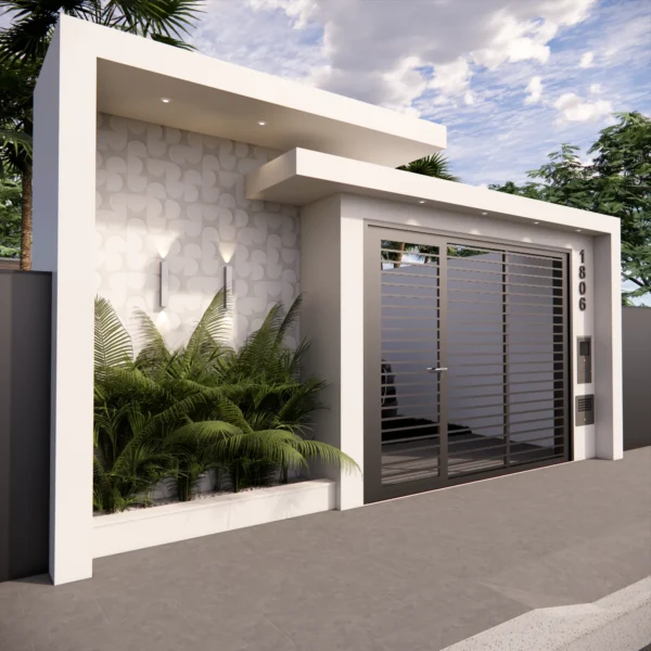 Projeto de Fachada de Muro Simples e Moderno