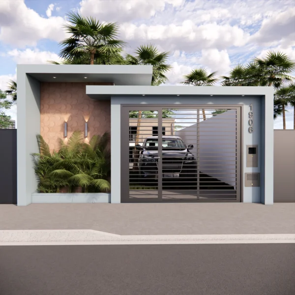 Projeto de Fachada de Muro com Portão de Garagem Projeto de Fachada de Muro com Portão de Garagem